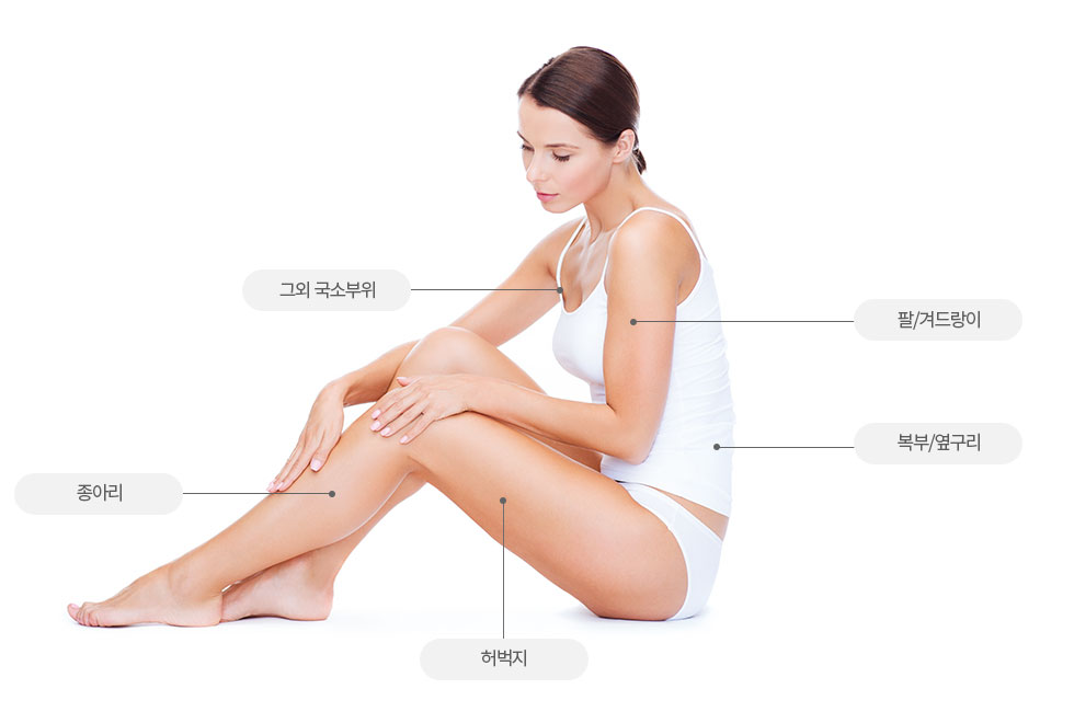 국소부위, 팔/겨드랑이, 종아리, 복부/옆구리, 허벅지